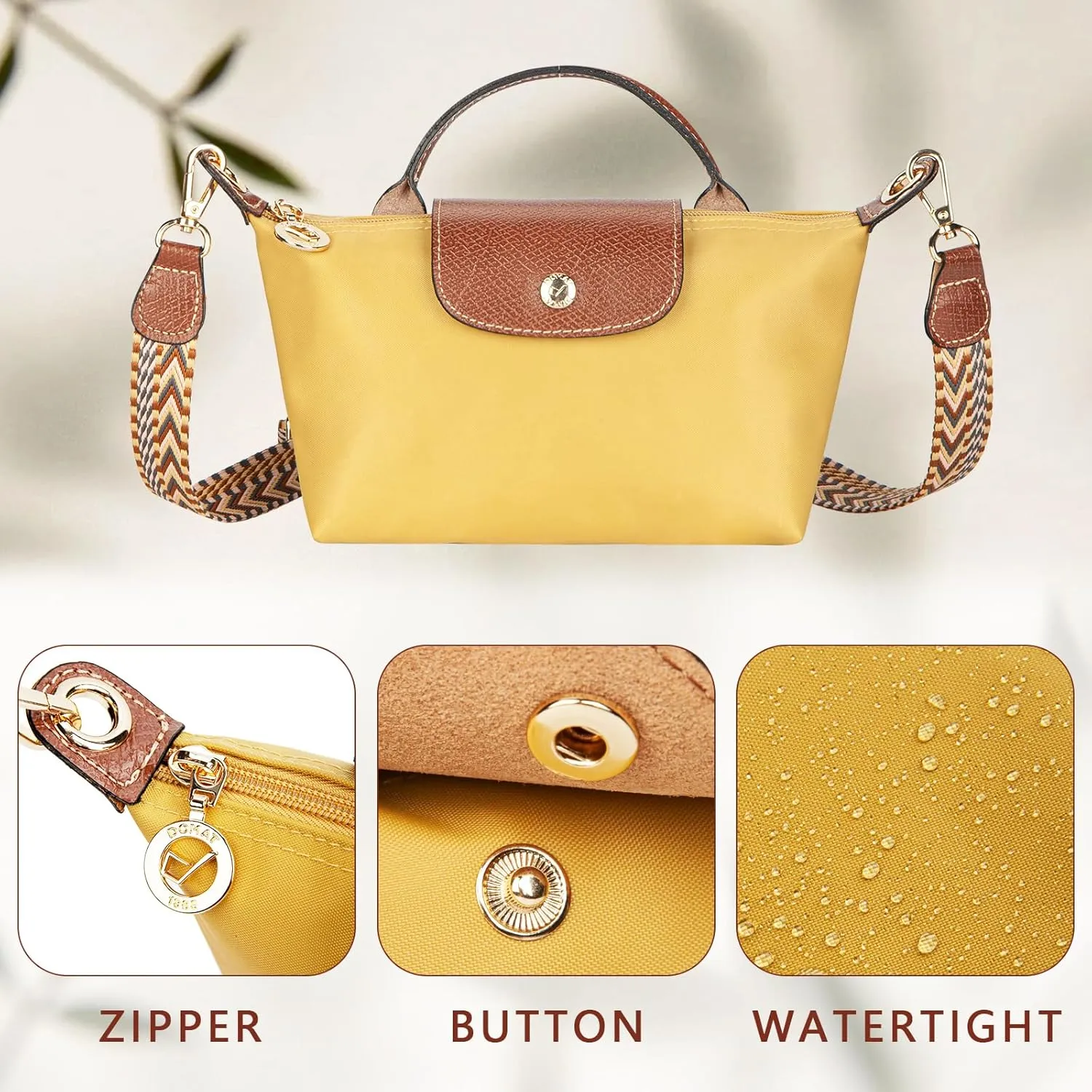 DOMAT Crossbody Bag for Women, Chic Lightweight Purse with Leather Top-handle, Compact Clutch Bag, Shoulder Handbag