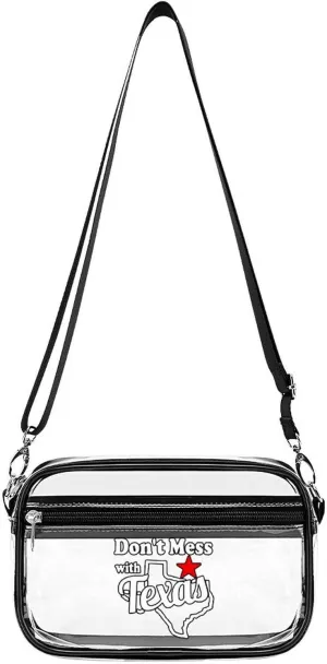 Don't Mess with Texas Clear Purse Stadium Crossbody Bags for Women and Men Adjustable Shoulder Handbags