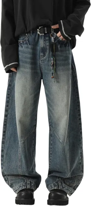 DOSLAVIDA Baggy Jeans Y2K Jnco Jeans Hip Hop Vintage Denim Pants Skater Casual Wide Leg Trousers