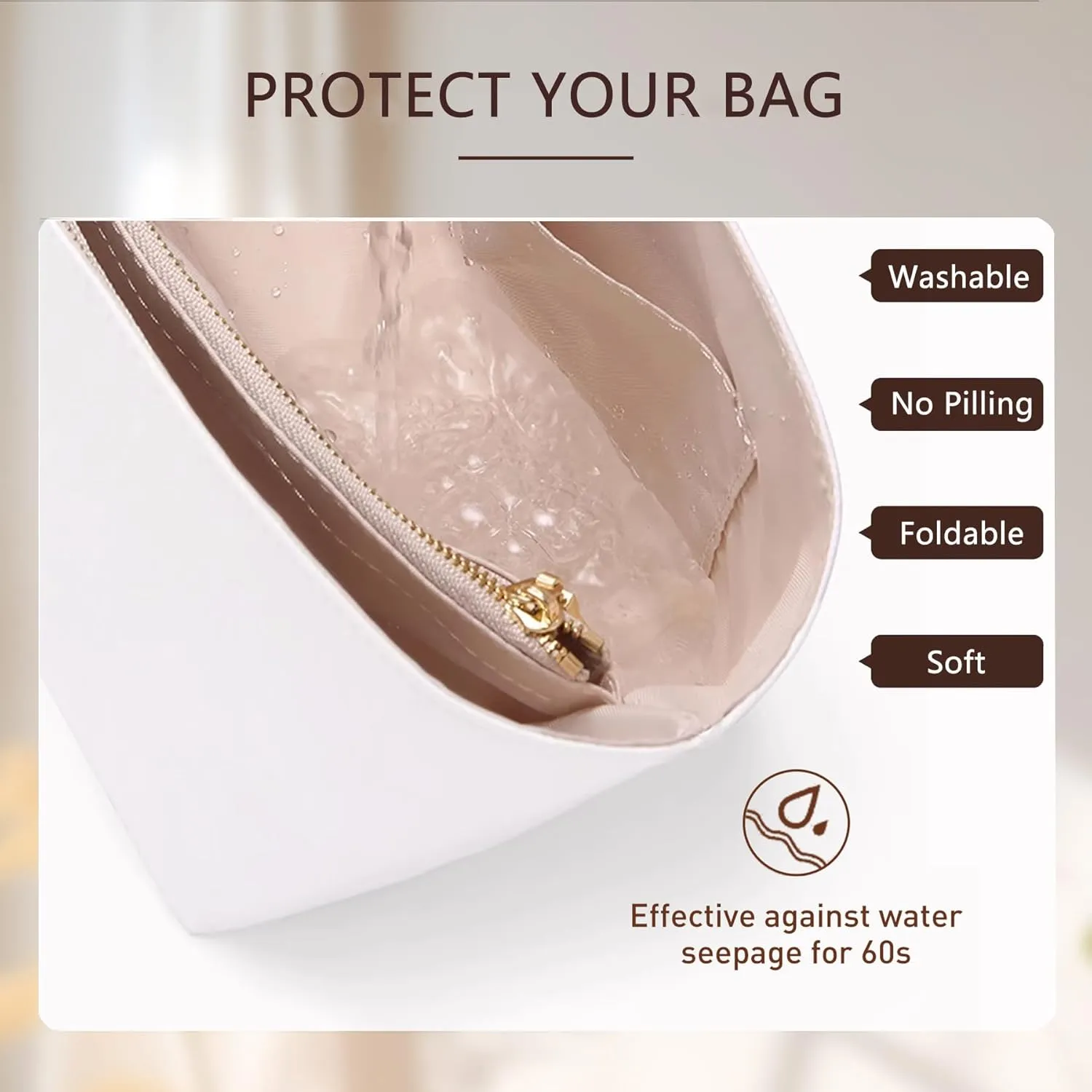 Doxo Purse Insert Organizer Compatible with Longchamp Small Handbag, Super Lightweight Waterproof Le Pliage Small Organizer, Keeps Handbags Shaped & Neat(White, S)