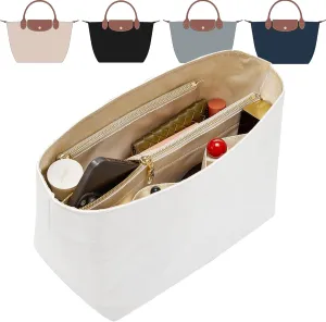 Doxo Purse Insert Organizer Compatible with Longchamp Small Handbag, Super Lightweight Waterproof Le Pliage Small Organizer, Keeps Handbags Shaped & Neat(White, S)