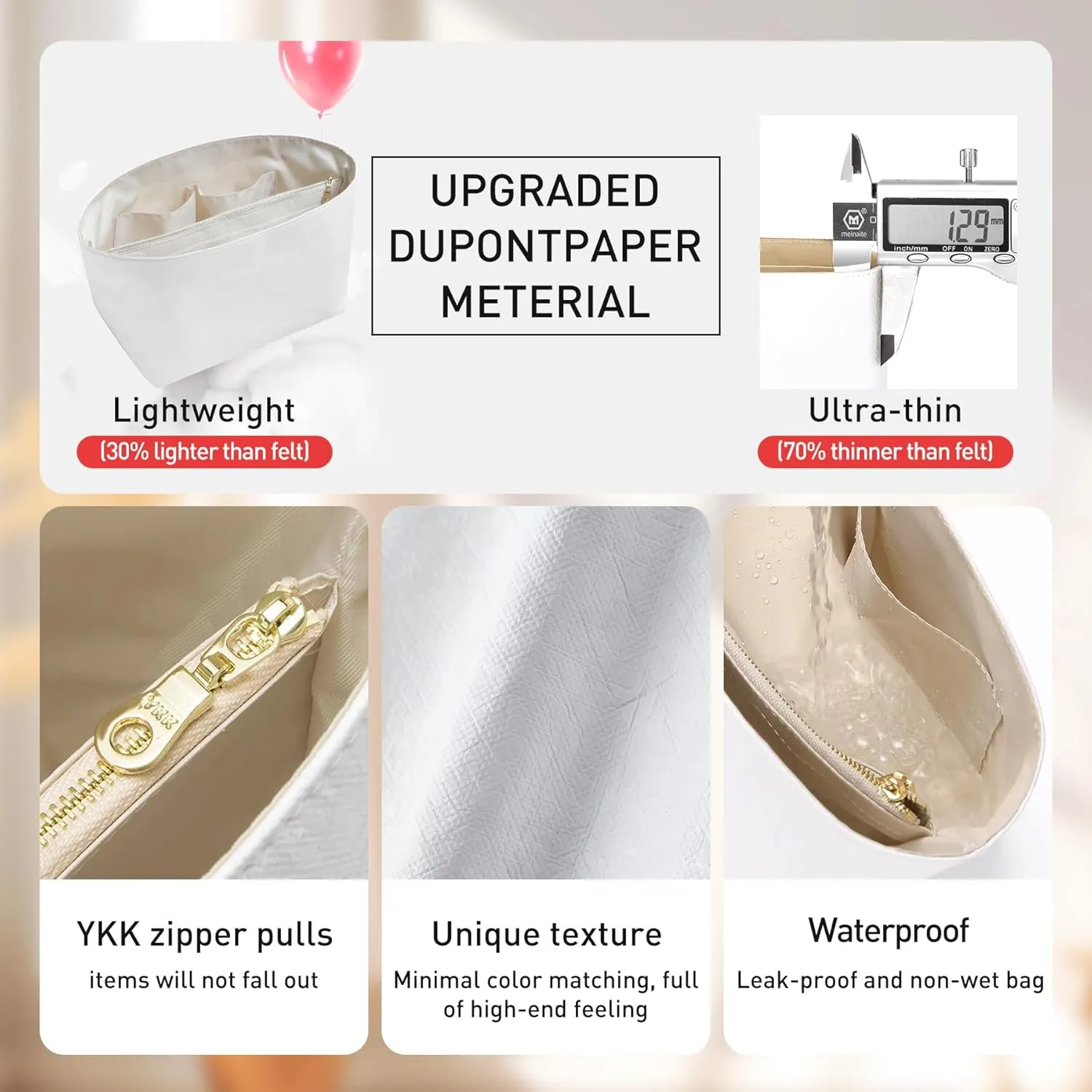 Doxo Purse Insert Organizer Compatible with Longchamp Small Handbag, Super Lightweight Waterproof Le Pliage Small Organizer, Keeps Handbags Shaped & Neat(White, S)