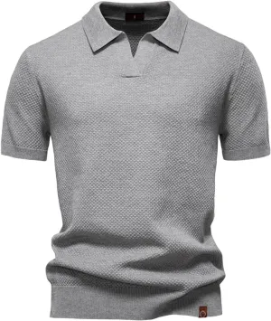 Elavure - The Prestigio Polo Shirt, Mens Knit Polo Tshirt Short Sleeve Lightweight Casual Golf Shirts Collared Tshirt