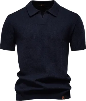 Elavure - The Prestigio Polo Shirt, Mens Knit Polo Tshirt Short Sleeve Lightweight Casual Golf Shirts Collared Tshirt