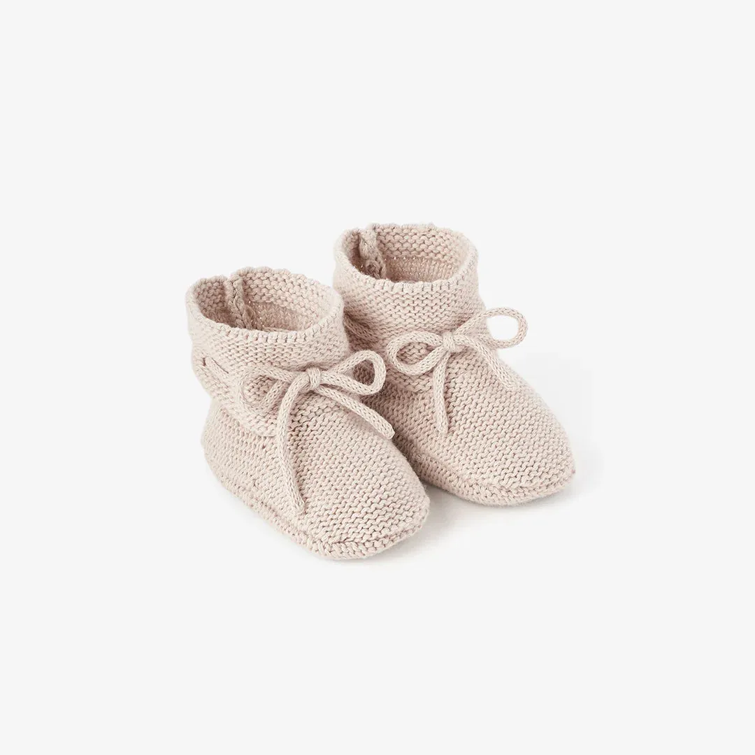 Elegant Baby Taupe Knit Booties 0-12m