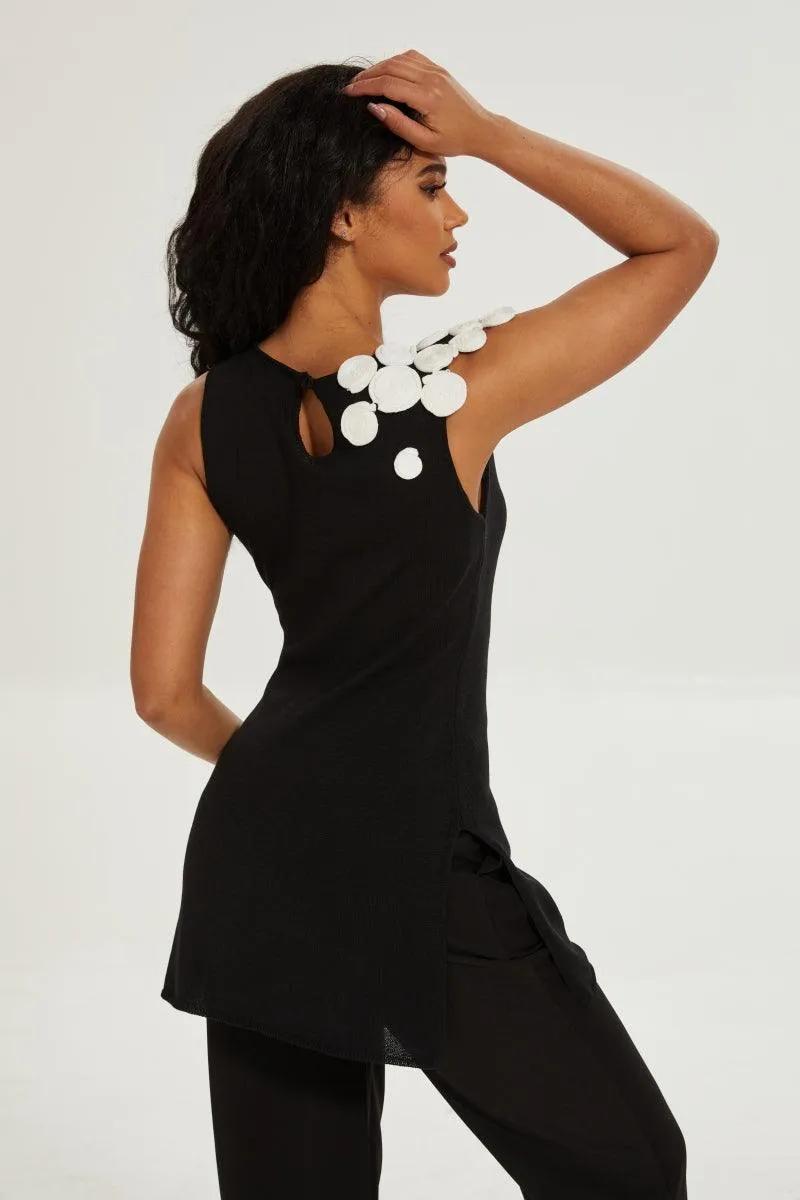 Elethia Knit Tank Top with Crochet Ornaments