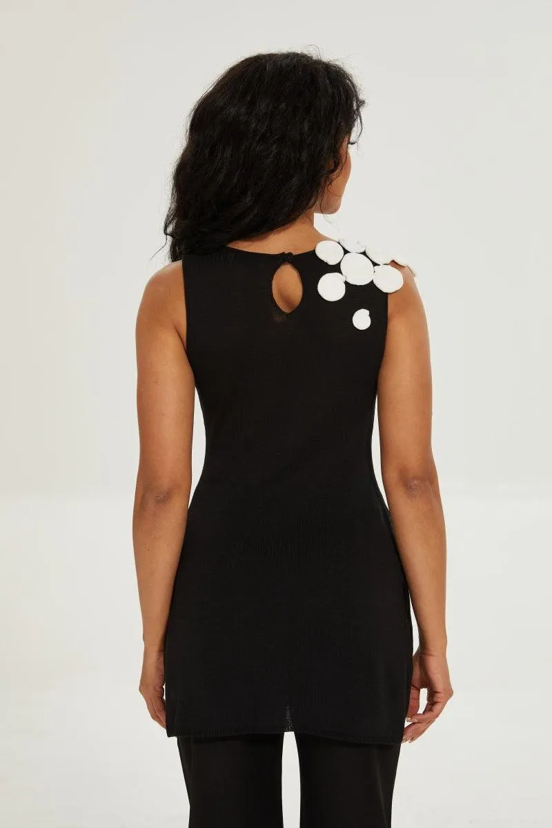 Elethia Knit Tank Top with Crochet Ornaments