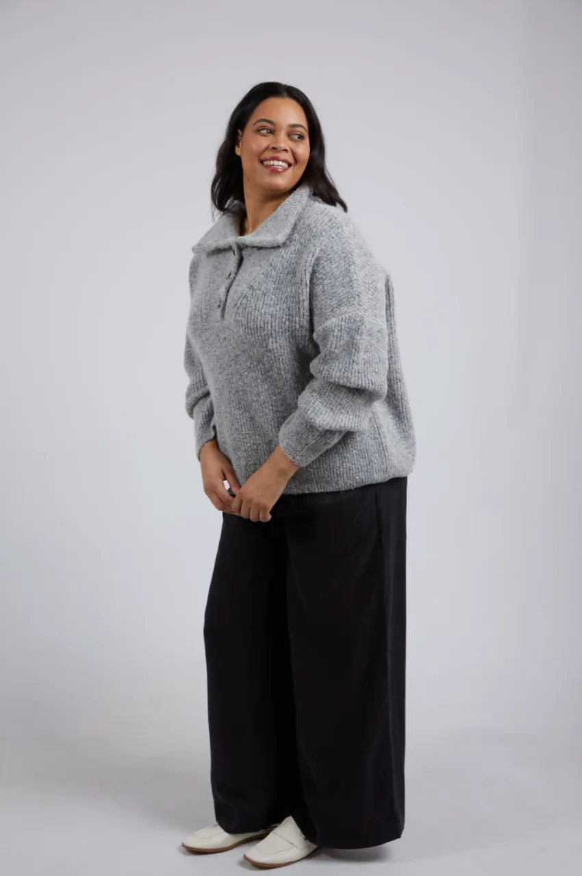 Elm Bron Button Knit - Grey Marle