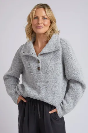 Elm Bron Button Knit - Grey Marle