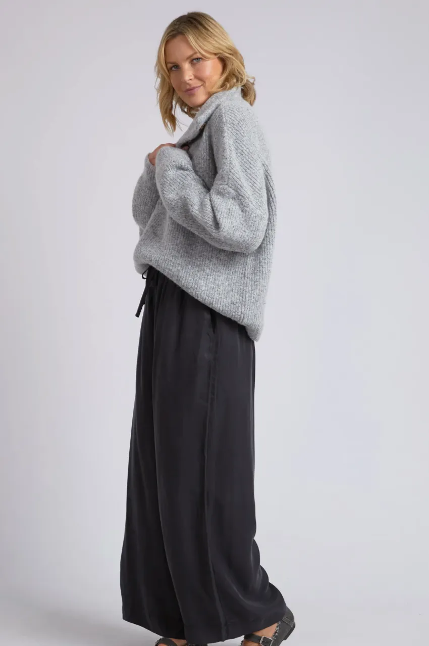 Elm Bron Button Knit - Grey Marle