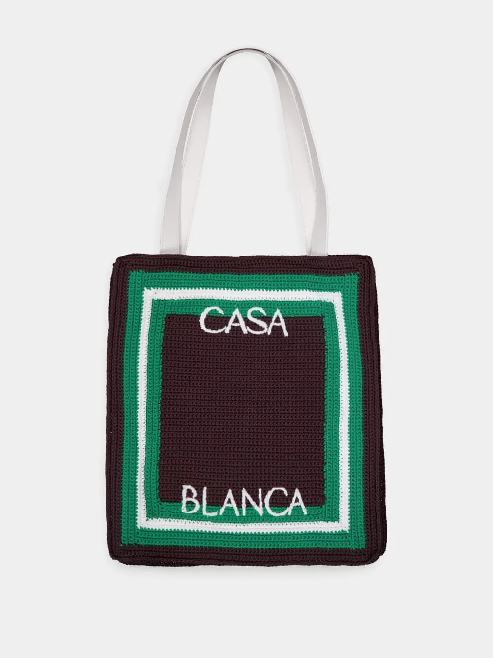 Embroidered Crochet Tote Bag