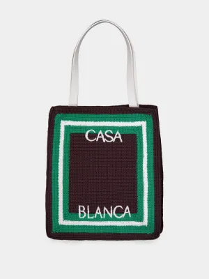 Embroidered Crochet Tote Bag