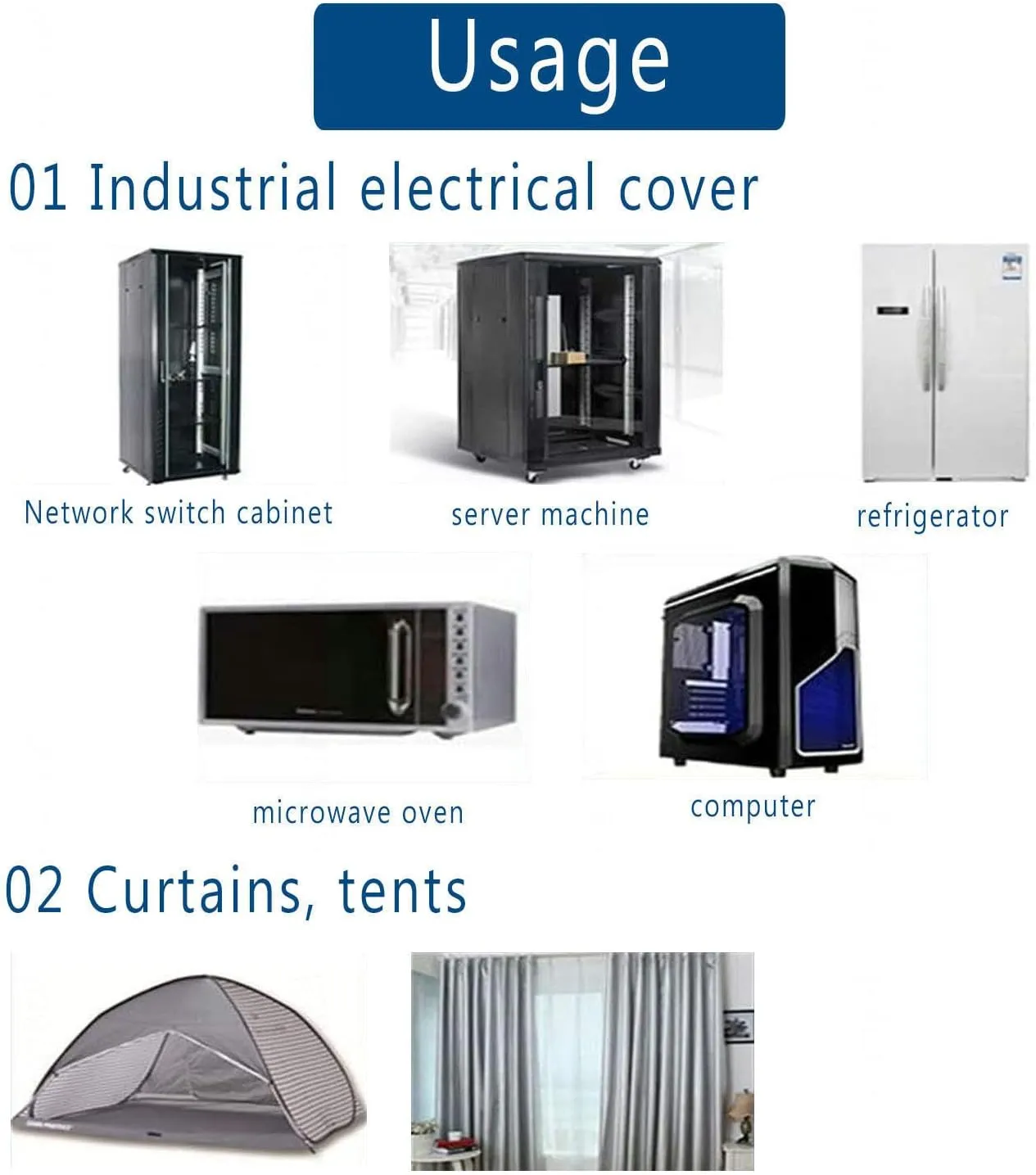 EMF Blocking Fabric RFID Fabric RF Blocking Fabric Faraday Material RF Blocker Fabric Anti Radiation Blanket Shield Faraday Bags for Generators,silver-2x1.1m