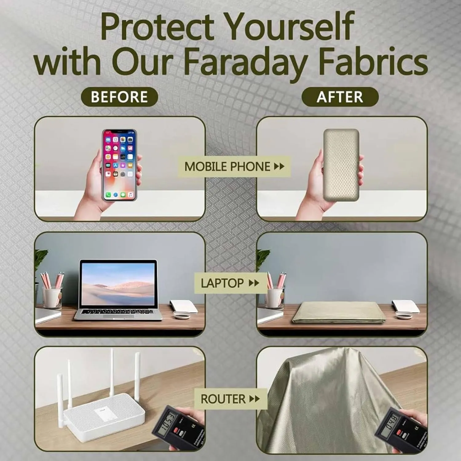 EMF Blocking Fabric RFID Fabric RF Blocking Fabric Faraday Material RF Blocker Fabric Anti Radiation Blanket Shield Faraday Bags for Generators,silver-2x1.1m