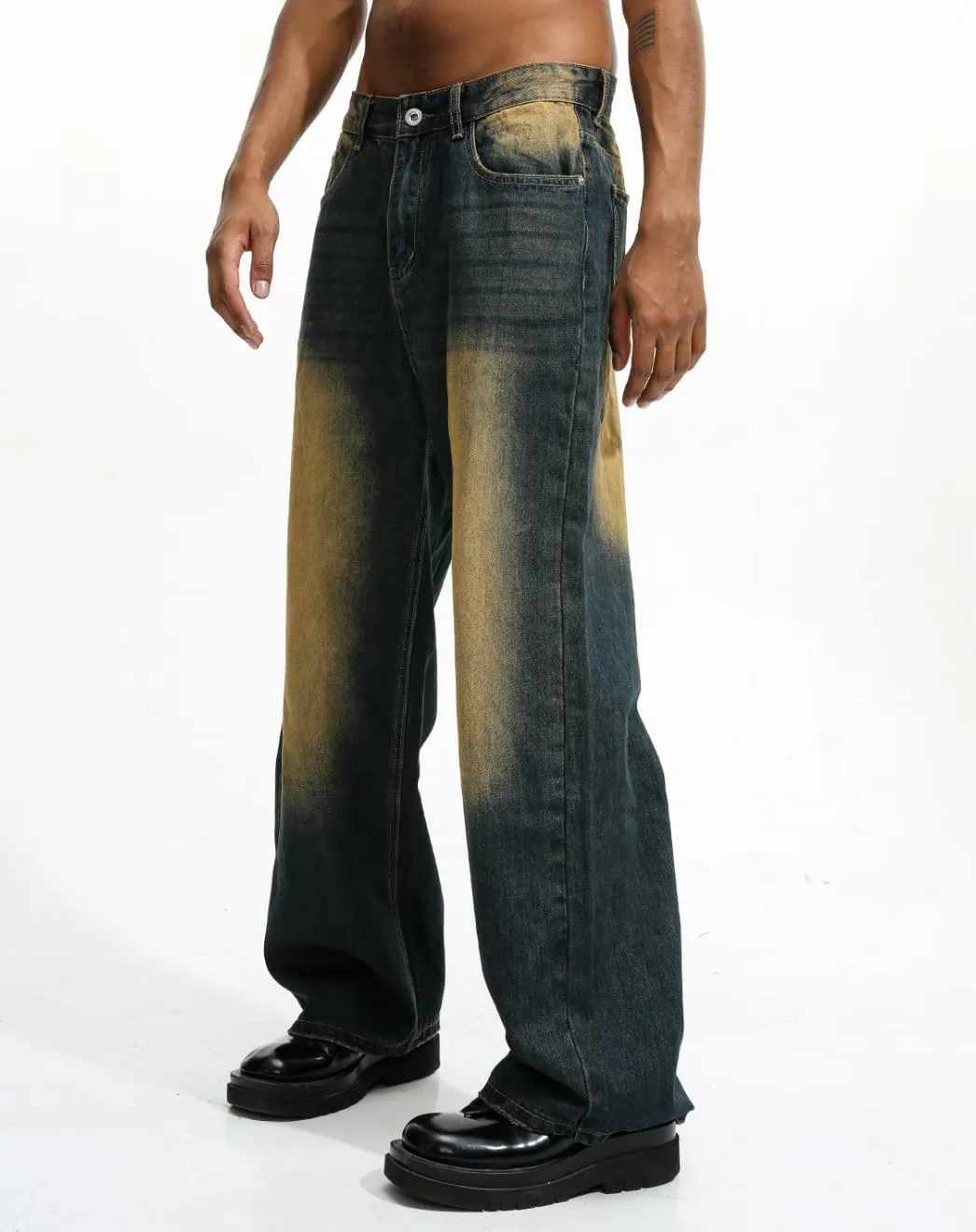 EMMIOL Mens Baggy Hip Hop Jeans Loose Fit Long Denim Pants Casual Trousers Streetwear