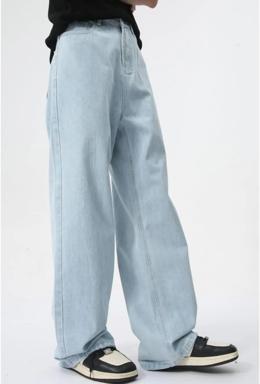 EMMIOL Mens Baggy Hip Hop Jeans Loose Fit Long Denim Pants Casual Trousers Streetwear