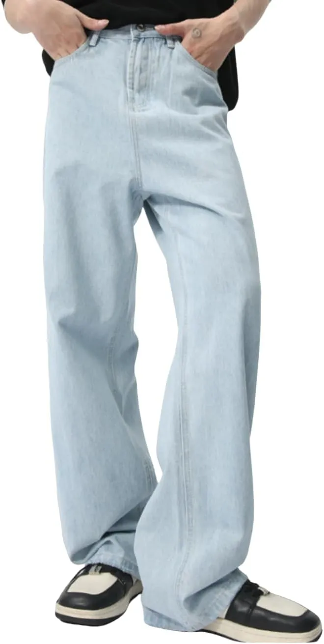 EMMIOL Mens Baggy Hip Hop Jeans Loose Fit Long Denim Pants Casual Trousers Streetwear
