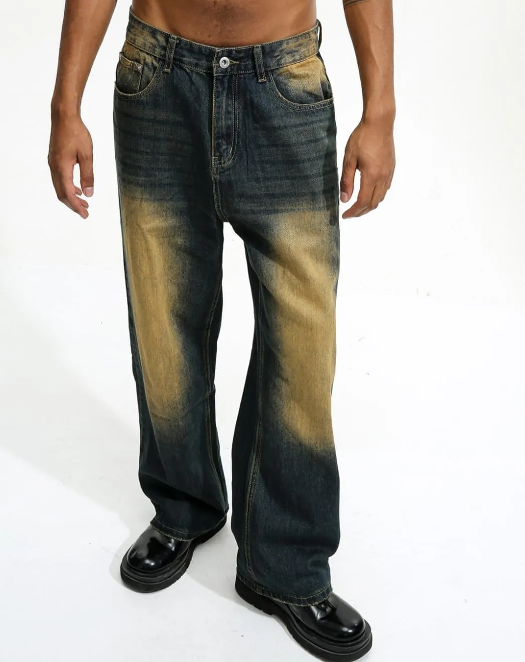 EMMIOL Mens Baggy Hip Hop Jeans Loose Fit Long Denim Pants Casual Trousers Streetwear