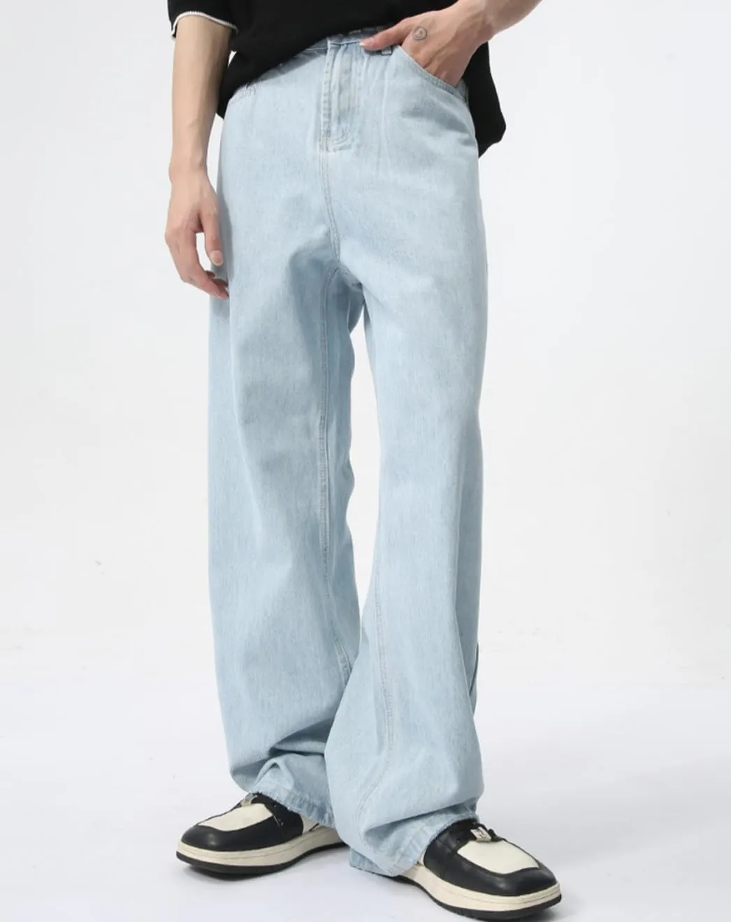 EMMIOL Mens Baggy Hip Hop Jeans Loose Fit Long Denim Pants Casual Trousers Streetwear