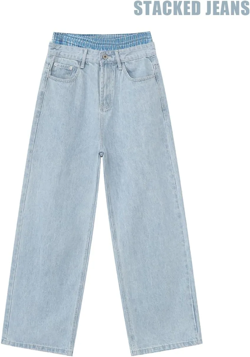 EMMIOL Mens Baggy Hip Hop Jeans Loose Fit Long Denim Pants Casual Trousers Streetwear