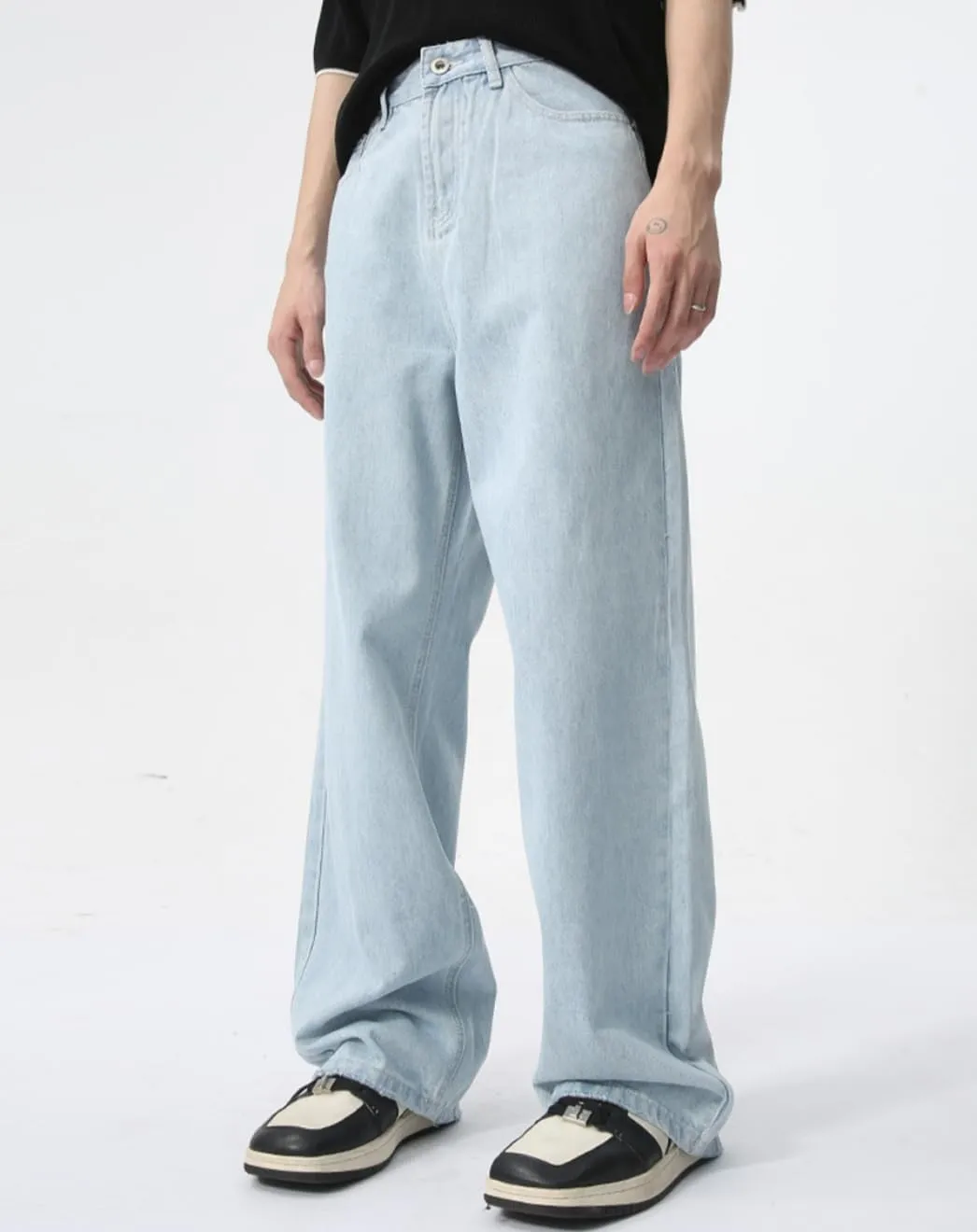 EMMIOL Mens Baggy Hip Hop Jeans Loose Fit Long Denim Pants Casual Trousers Streetwear