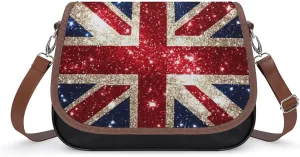 England Shining UK Flag Print Crossbody Bags for Women Leather Tote Bag Handbag Purse for Work Travel
