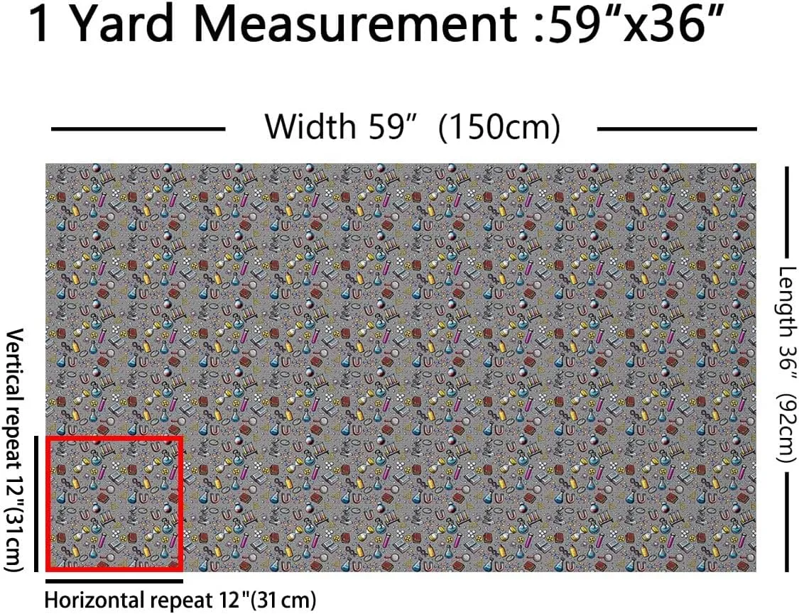 Erosebridal Science Fabric by The Yard Chemical Hourglass Waterproof Outdoor Decor Lab Experiment Book Microscope Tube Upholstery Decor Grey Yellow Art Decor 3 Yards