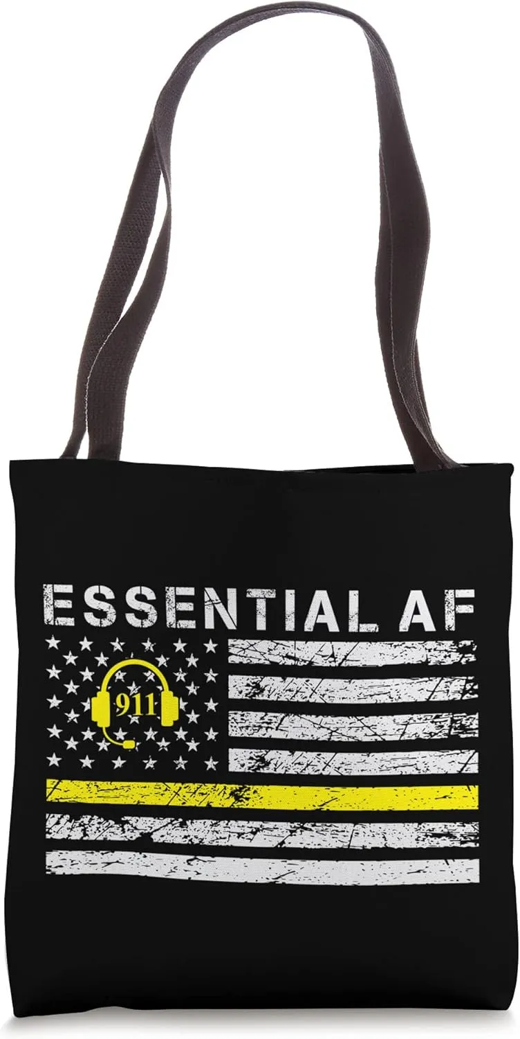 Essential AF 911 Dispatcher Thin Gold Line Flag for Dispatch Tote Bag
