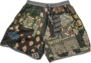 Ethinic Craft Hub Unisex Boho Bohemian Hippie Rayon Patchwork Festival Shorts One Size Elasticated Waist Comfy Shorts