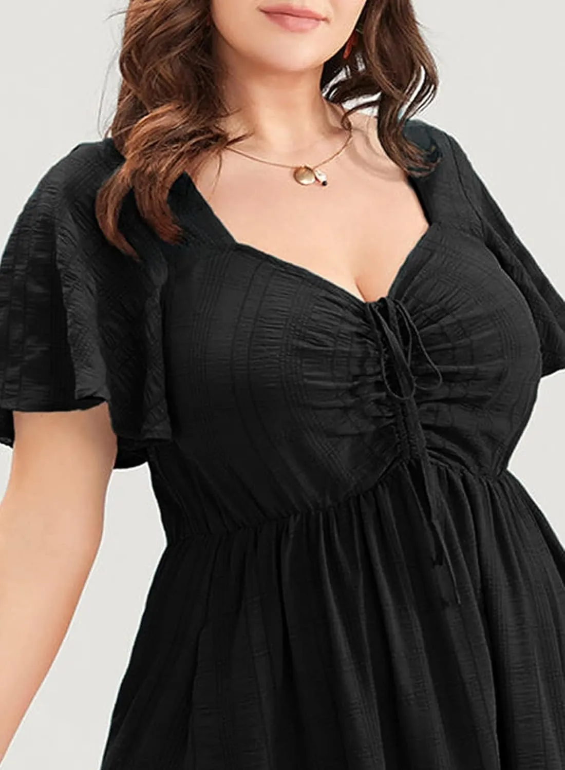 Eytino Womens Plus Size Summer Dress Short Sleeve Sweetheart Neck Ruffle Tiered Maxi Long Dresses(1X-5X)