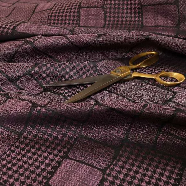 Fabriano Patchwork Pattern Chenille Type Purple Upholstery Fabric CTR-960