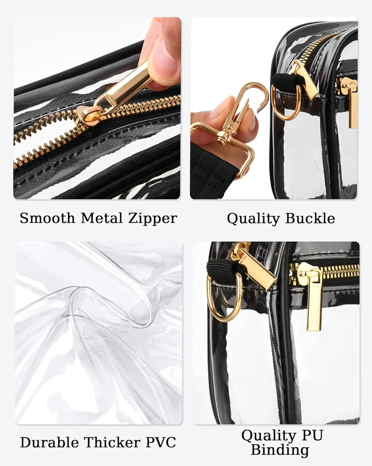 FANGSUN Clear Crossbody Bag Stadium Approved, Clear Purse for Women, Transparent Shoulder Messenger Handbag for Concert Sport