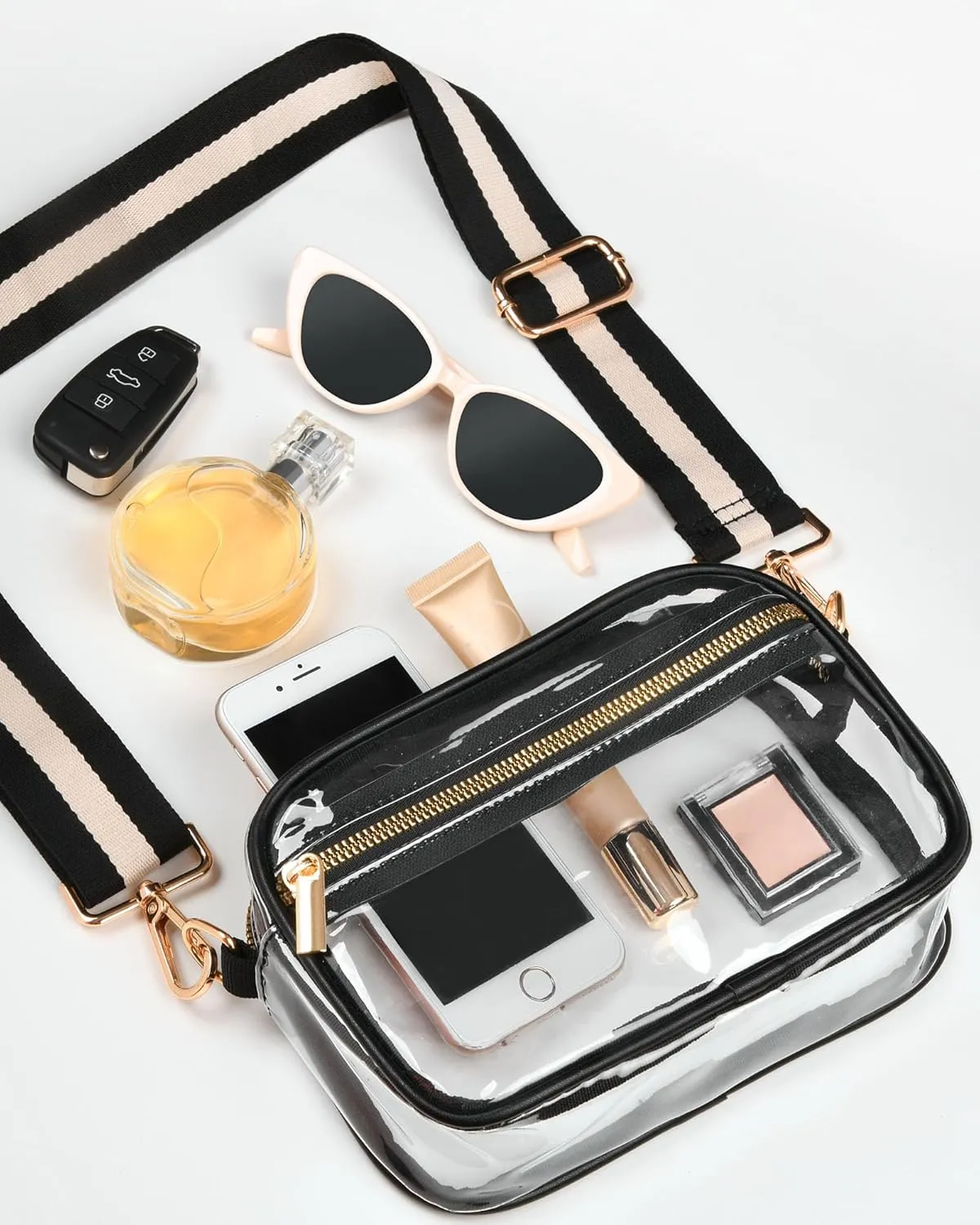 FANGSUN Clear Crossbody Bag Stadium Approved, Clear Purse for Women, Transparent Shoulder Messenger Handbag for Concert Sport