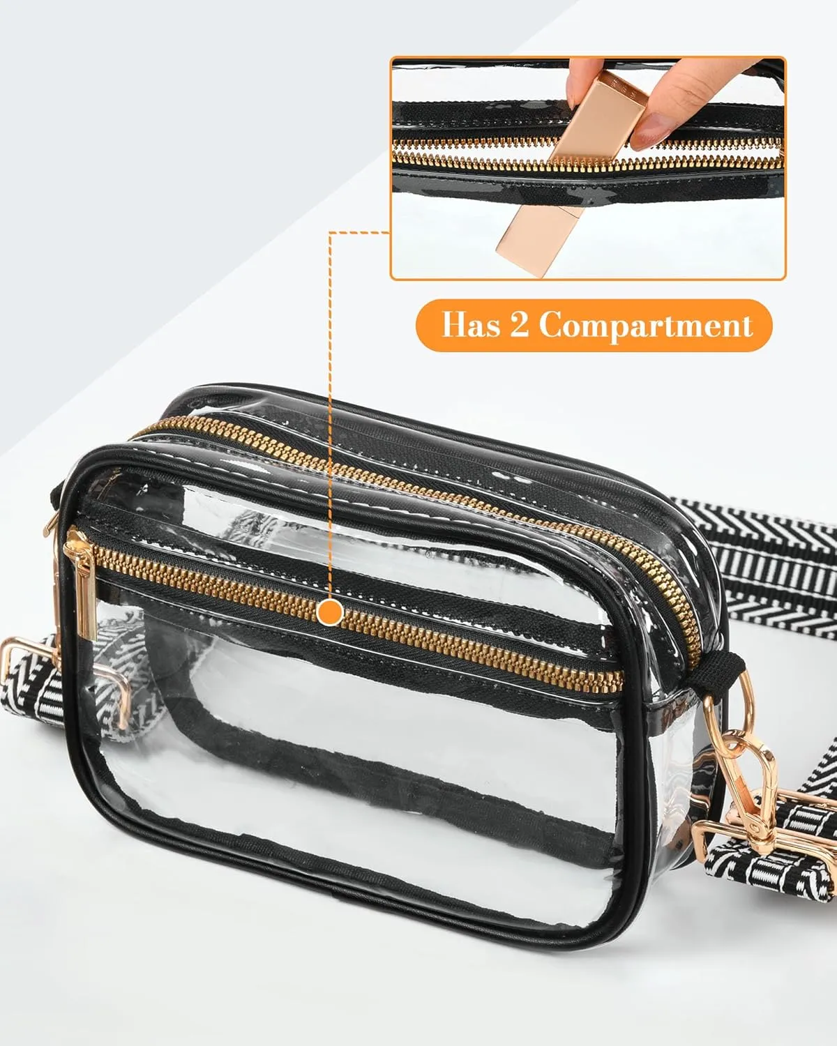 FANGSUN Clear Crossbody Bag Stadium Approved, Clear Purse for Women, Transparent Shoulder Messenger Handbag for Concert Sport