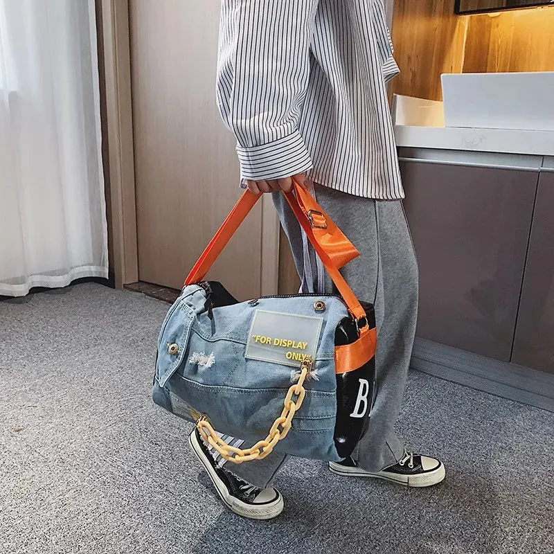 Fashion Denim Women Shoulder Bags Large Capacity Travel Bag Designer Women Bags Luxury Blue Jeans Crossbody Bag Female Big Purse