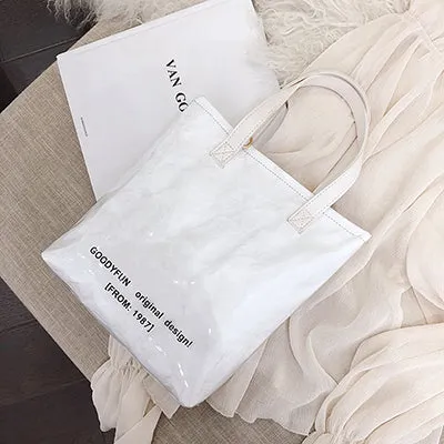 Fashion Kraft Transparent Bag with Letter 2019 Summer Travel Waterproof Tote Bags Female Beach Crossbody Bag Shoulder Bags