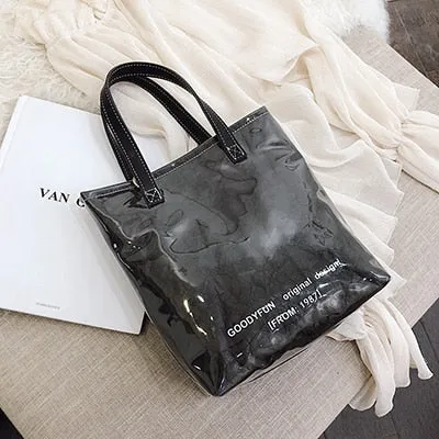 Fashion Kraft Transparent Bag with Letter 2019 Summer Travel Waterproof Tote Bags Female Beach Crossbody Bag Shoulder Bags