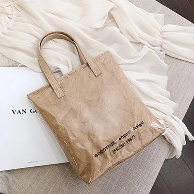 Fashion Kraft Transparent Bag with Letter 2019 Summer Travel Waterproof Tote Bags Female Beach Crossbody Bag Shoulder Bags