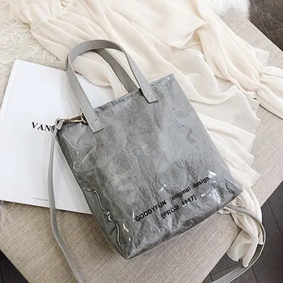 Fashion Kraft Transparent Bag with Letter 2019 Summer Travel Waterproof Tote Bags Female Beach Crossbody Bag Shoulder Bags