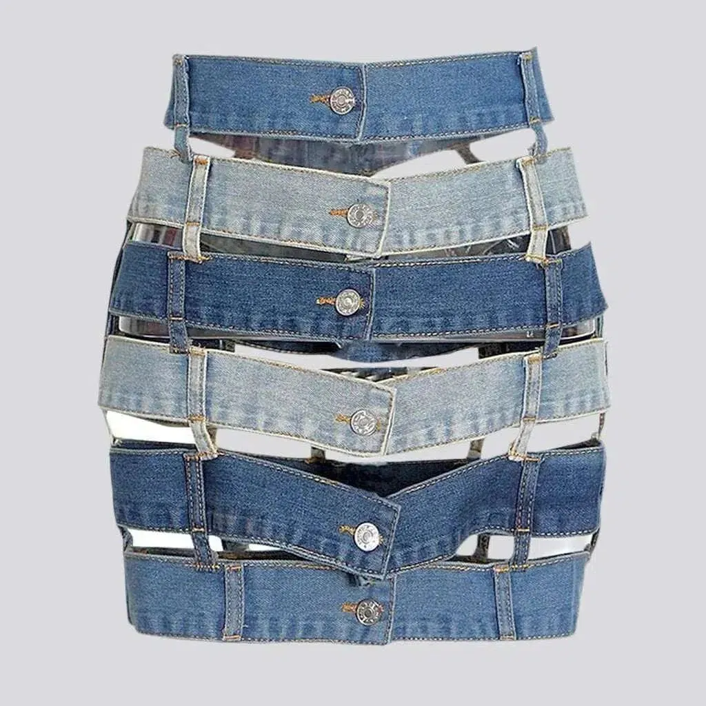 Fashion patchwork denim skirt for women