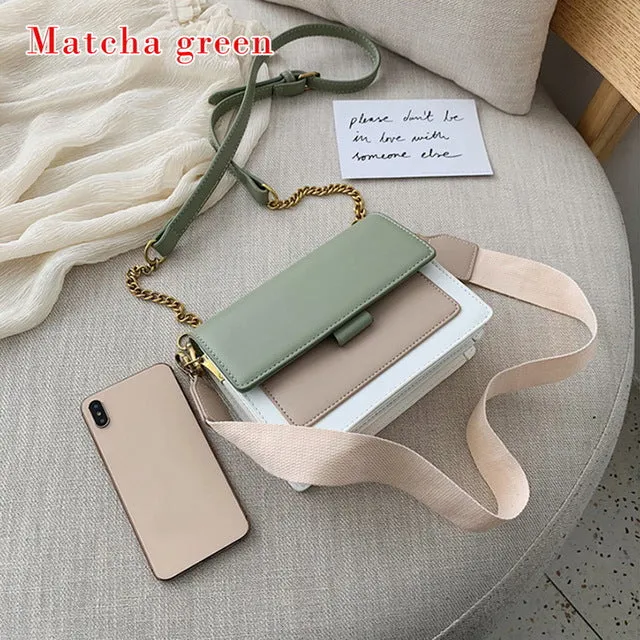 Fashion Women PU Leather Messenger Bags Crossbody Chain Bag and Handbags With Metal Chain  2020 fashion Small package