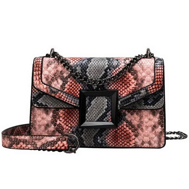 Fashion Women PU Leather Messenger Bags Crossbody Chain Bag and Handbags With Metal Chain  2020 fashion Small package