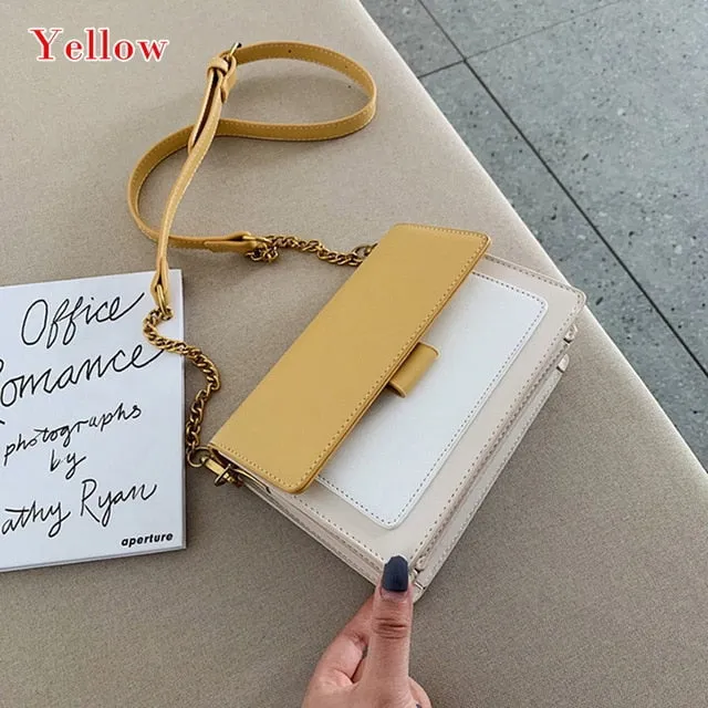 Fashion Women PU Leather Messenger Bags Crossbody Chain Bag and Handbags With Metal Chain  2020 fashion Small package