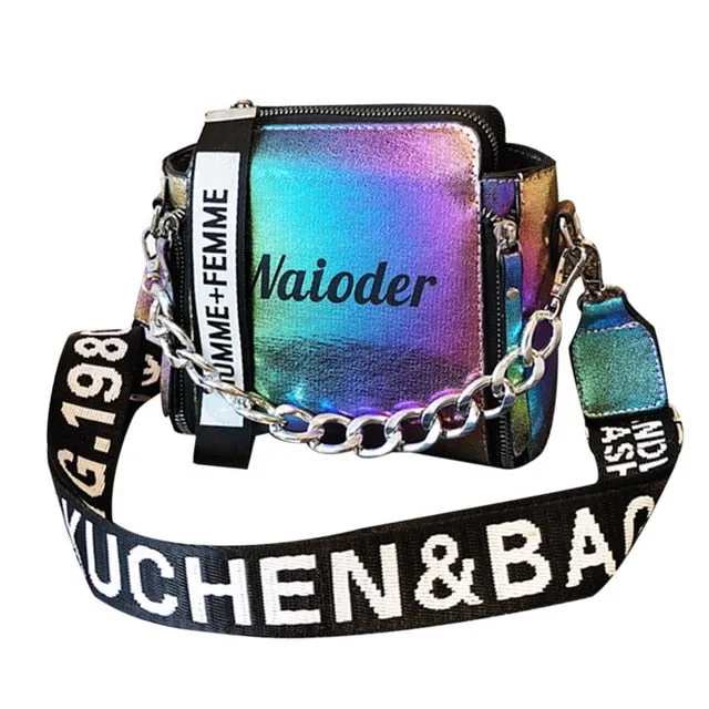 Fashion Women PU Leather Messenger Bags Crossbody Chain Bag and Handbags With Metal Chain  2020 fashion Small package