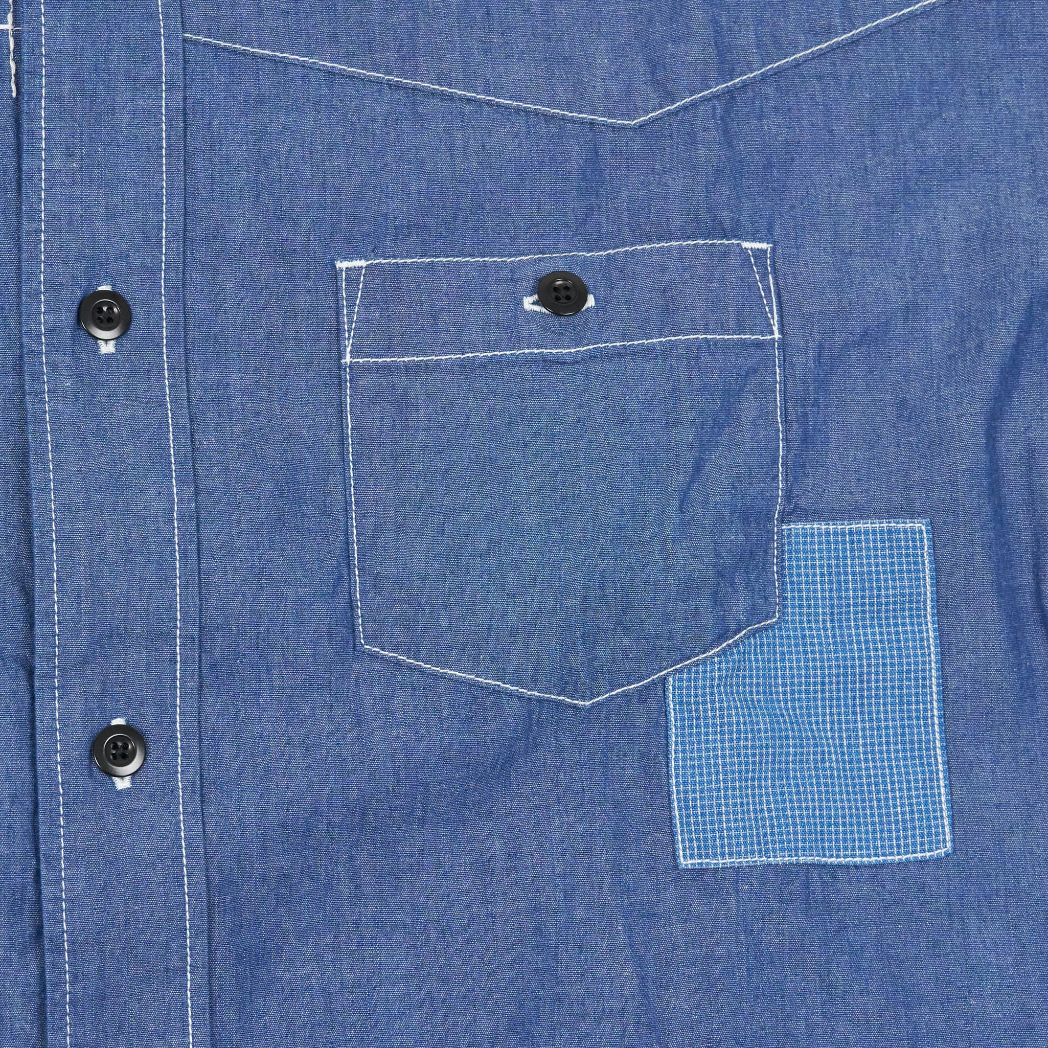 FDMTL Rinsed Chambray Patchwork Shirt