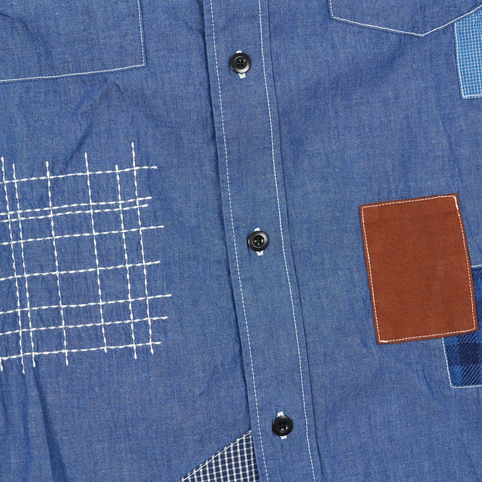 FDMTL Rinsed Chambray Patchwork Shirt