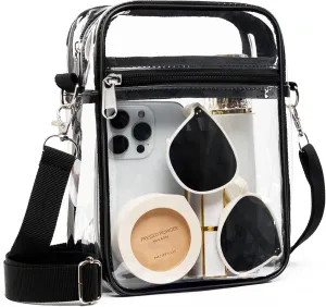 Fibrdoo Clear Crossbody Purse Bag, Clear Bag Stadium Approved with Front Pocket for Concerts Sports Festivals