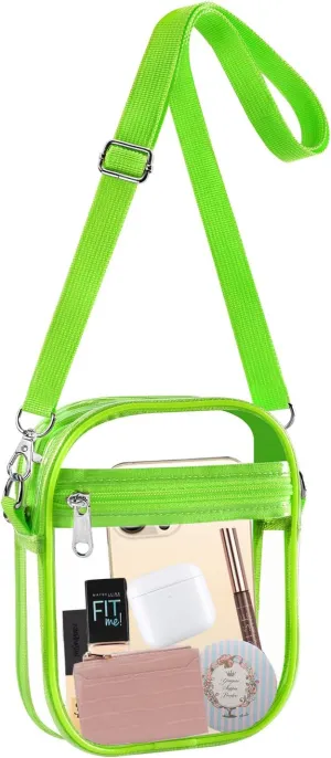 Fibrdoo Clear Crossbody Purse Bag, Clear Bag Stadium Approved with Front Pocket for Concerts Sports Festivals