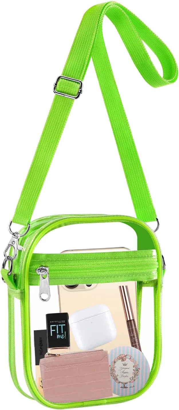Fibrdoo Clear Crossbody Purse Bag, Clear Bag Stadium Approved with Front Pocket for Concerts Sports Festivals