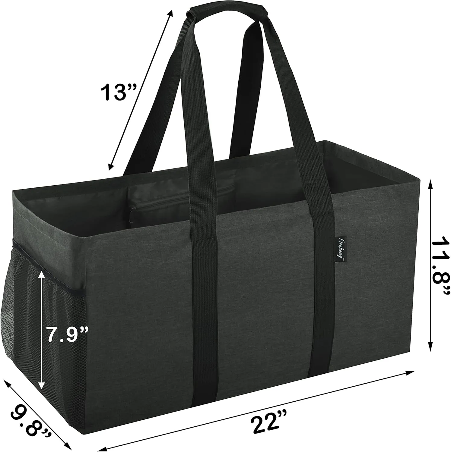 Finnhomy 42L Extra Large Utility Tote Bag, Oxford Fabric Reusable Folding Grocery Bags with Handles and Pockets, 2 Pack